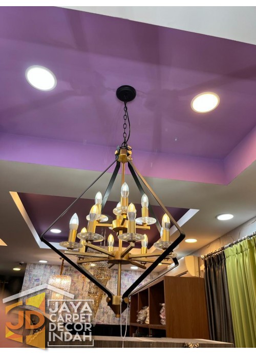 Lampu Segitiga Gold Hitam 